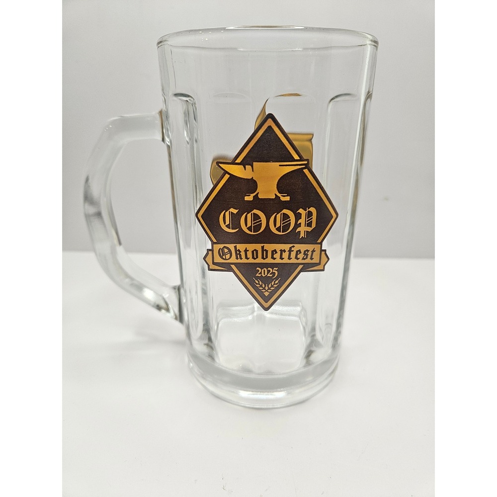 Coop Oktoberfest 2025‎ Beer Mug Glass Anvil Logo Heavy Duty